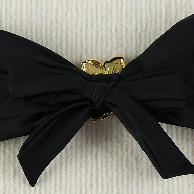 Two-Piece Bandeau Bikini with Knotted Front and Side Ties view 3