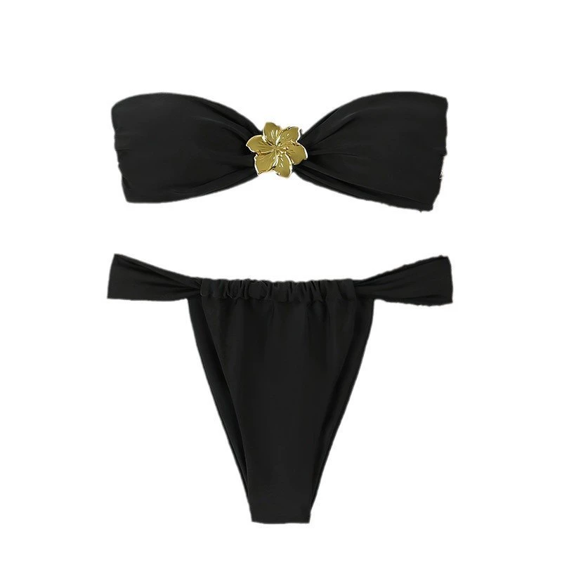 Two-Piece Bandeau Bikini with Knotted Front and Side Ties view 5