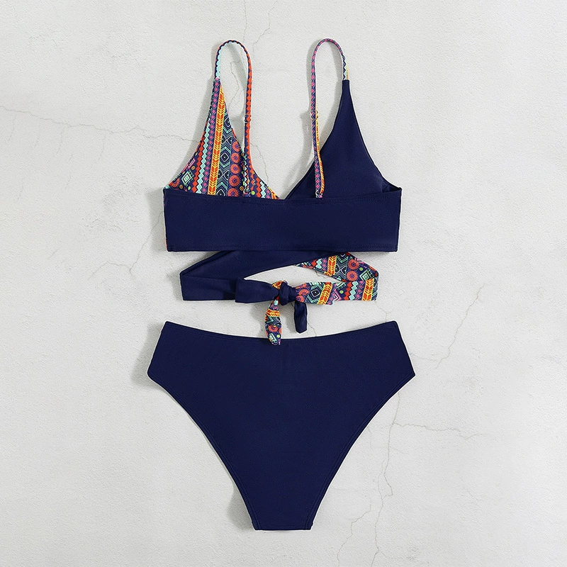 Two-Piece Cross-Tie Bikini Set with High-Waist Bottom view 3