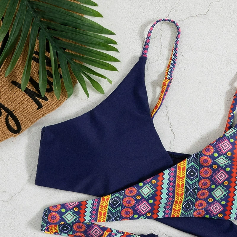 Two-Piece Cross-Tie Bikini Set with High-Waist Bottom view 4