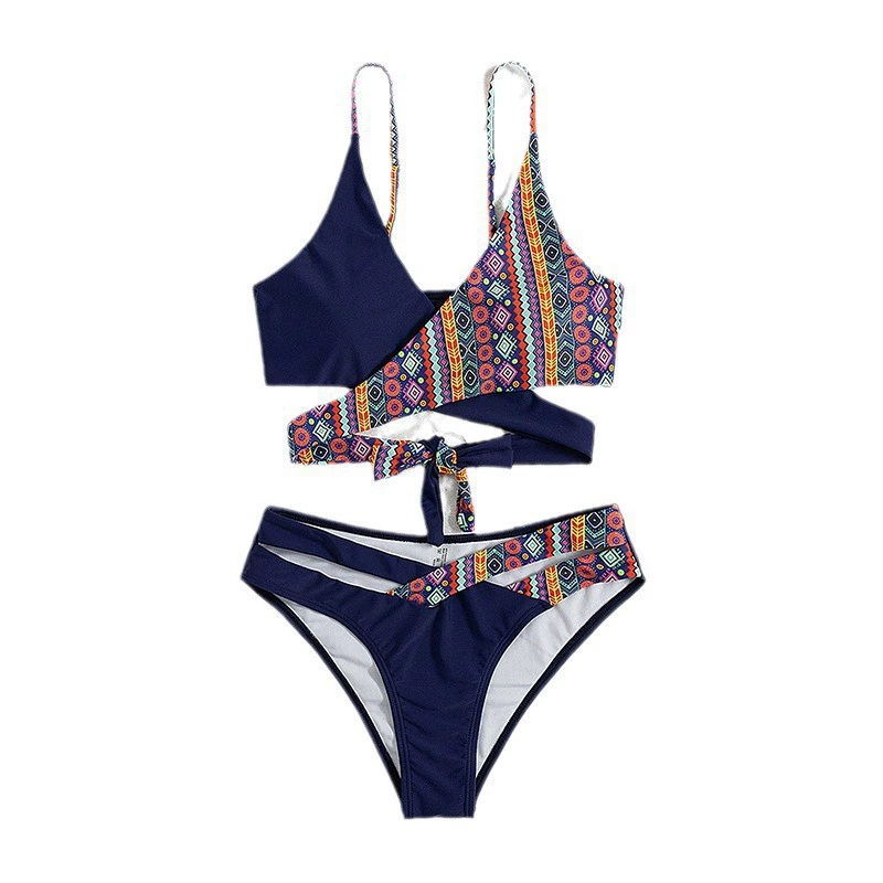 Two-Piece Cross-Tie Bikini Set with High-Waist Bottom view 5