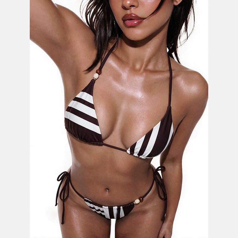 Women's Two-Piece Triangle Halter Bikini Set with Side-Tie Bottoms view 4