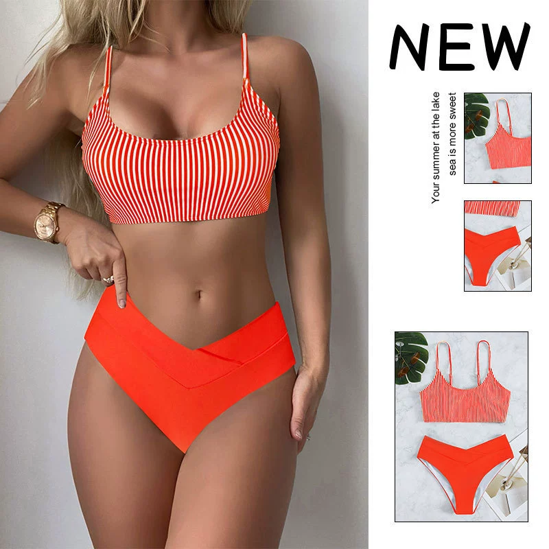 Two-Piece High-Waist Bikini Set with Crop Top