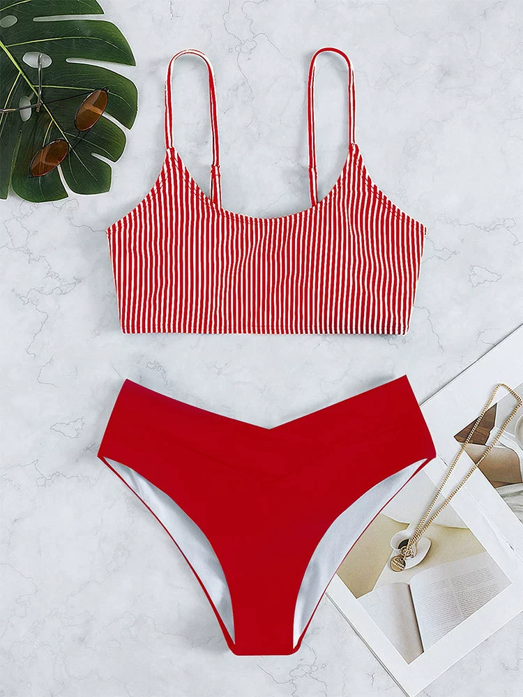 Two-Piece High-Waist Bikini Set with Crop Top view 7