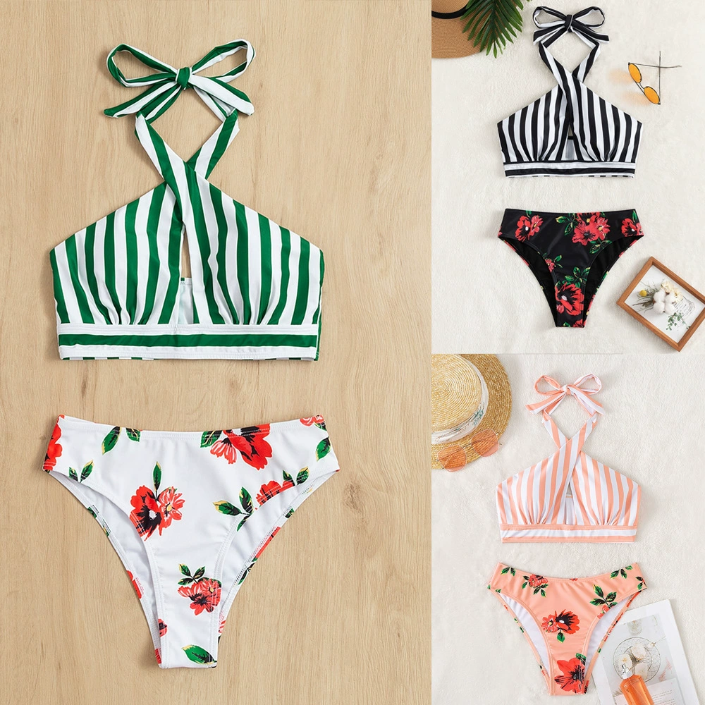 Cross Halter High Waist Two-Piece Bikini