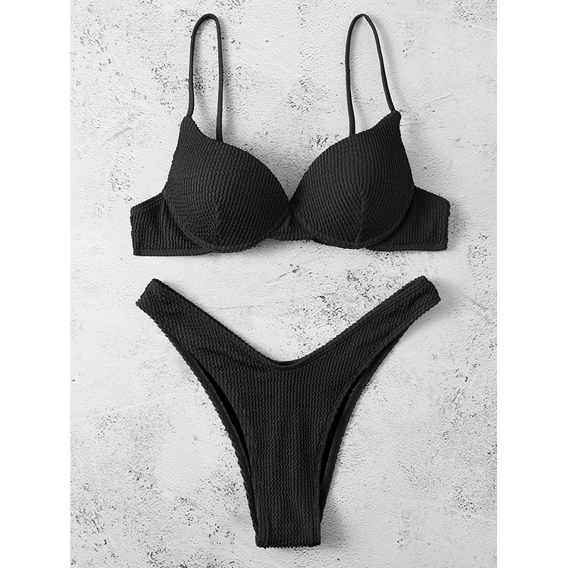 Two-Piece Bikini Set with Molded Cups and High-Cut Bottoms