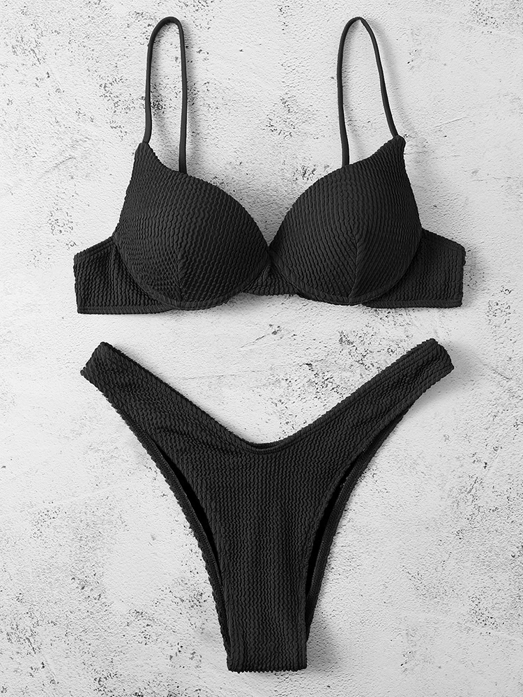 Two-Piece Bikini Set with Molded Cups and High-Cut Bottoms view 6
