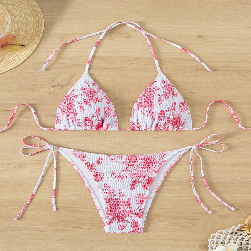 White background with red floral