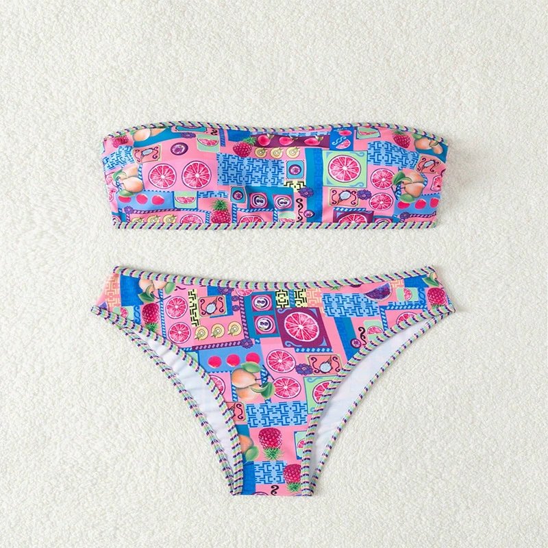 Bandeau Bikini Set with Front Tie and High-Cut Briefs view 4
