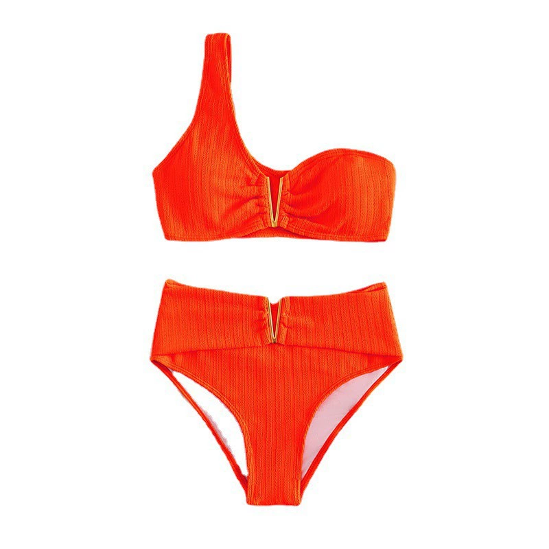One-Shoulder High-Waist Bikini Set with Metal Ring view 5