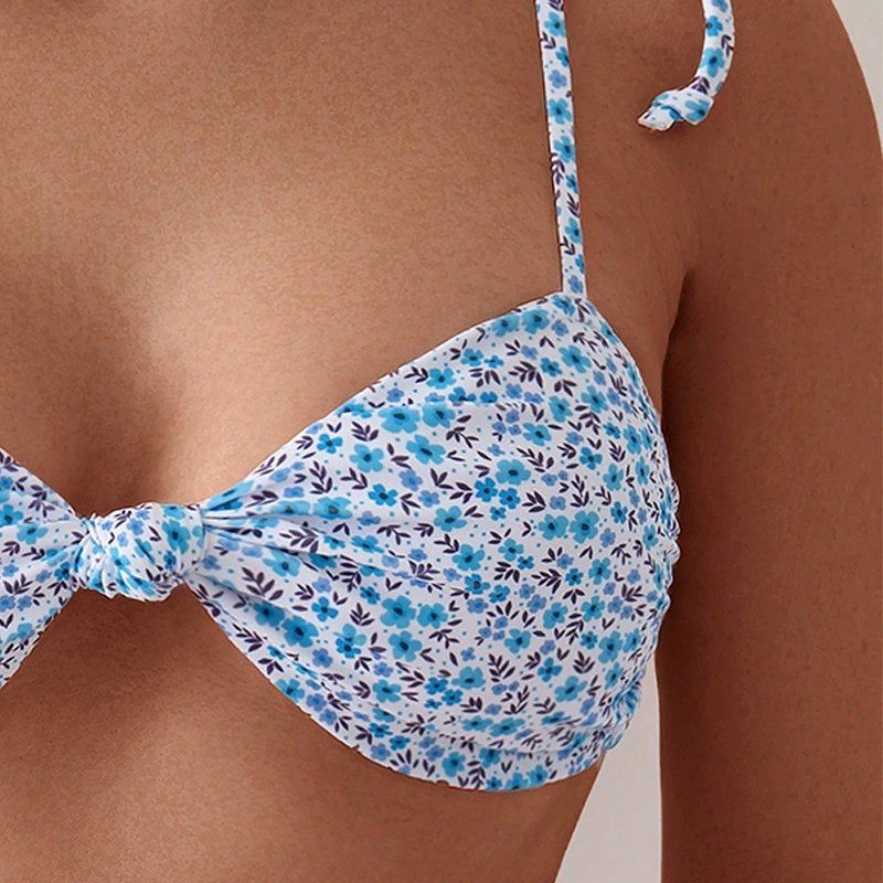 Two-Piece Bikini Set with Knotted Front and Shoulder Ties view 4