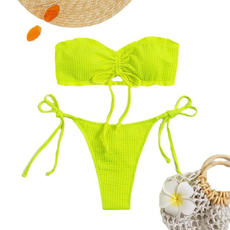 Strapless Bandeau Bikini Set with Side-Tie Thong Bottoms view 5
