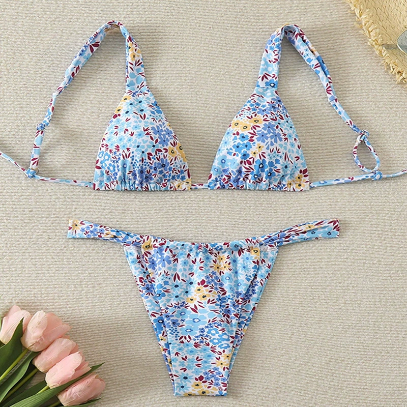 Two-Piece Triangle Halter Bikini Set with Side-Tie Bottom view 10