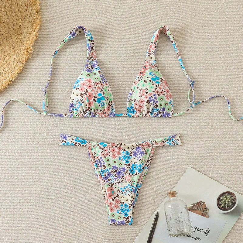 Two-Piece Triangle Halter Bikini Set with Side-Tie Bottom view 4