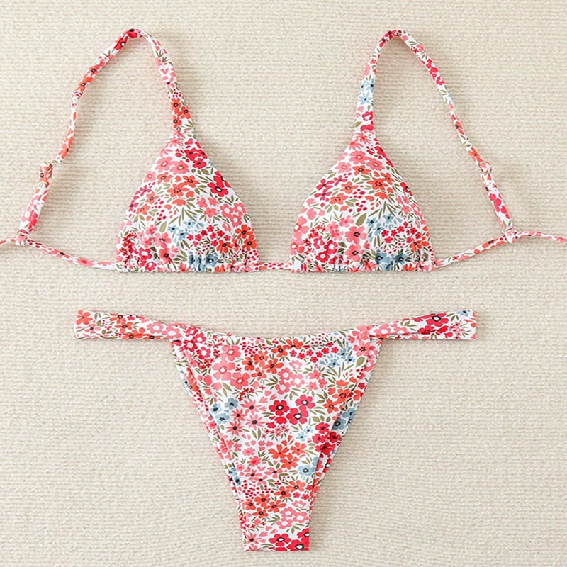 Two-Piece Triangle Halter Bikini Set with Side-Tie Bottom view 6