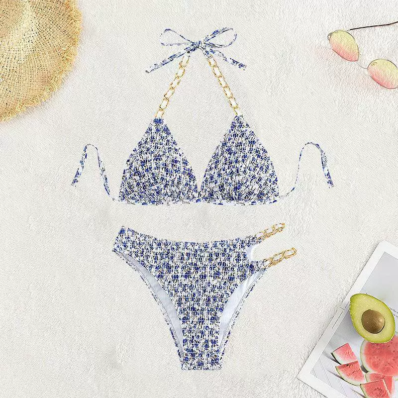 Women’s Chain Detail Halter Bikini Set