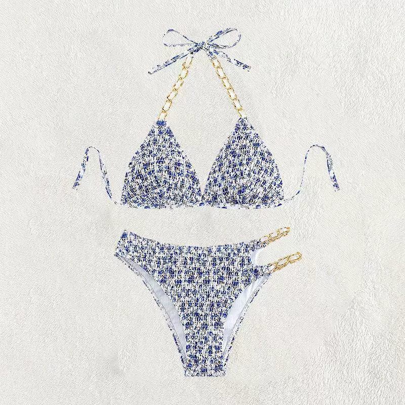 Women’s Chain Detail Halter Bikini Set