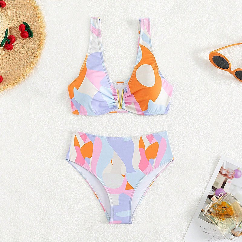 Blue, pink and orange color block