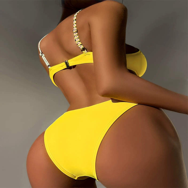 Two-Piece Bikini Set with Ring Front and High-Cut Bottom