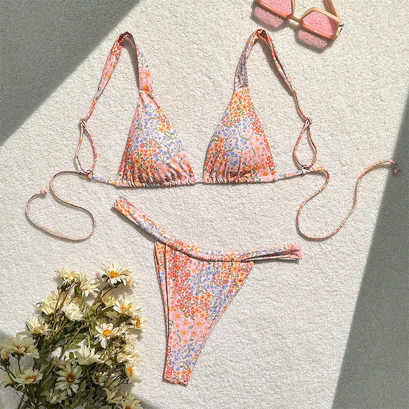 Two-Piece Triangle Cup Tie-Side Bikini Set