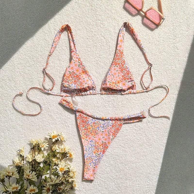 Two-Piece Triangle Cup Tie-Side Bikini Set