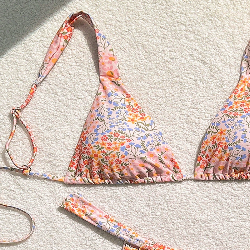 Two-Piece Triangle Cup Tie-Side Bikini Set