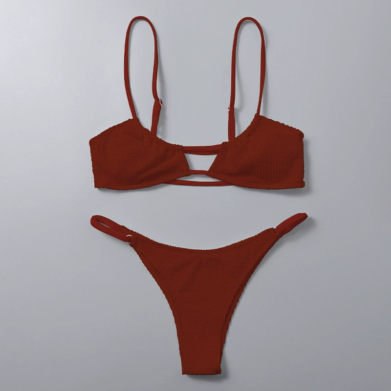 Two-Piece Bikini Set with Cutout Top and High-Cut Bottom view 8