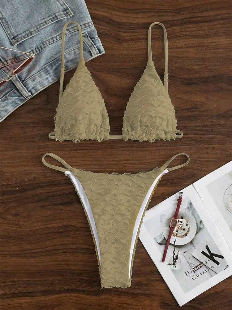Textured Triangle Cup Two-Piece Bikini Set view 10
