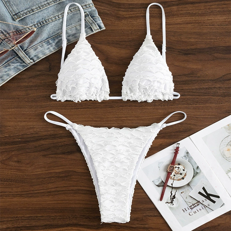 Textured Triangle Cup Two-Piece Bikini Set view 6