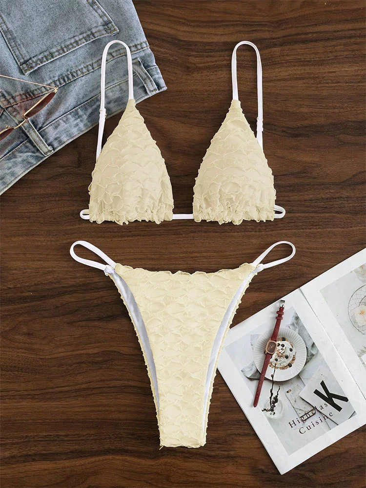 Textured Triangle Cup Two-Piece Bikini Set view 9