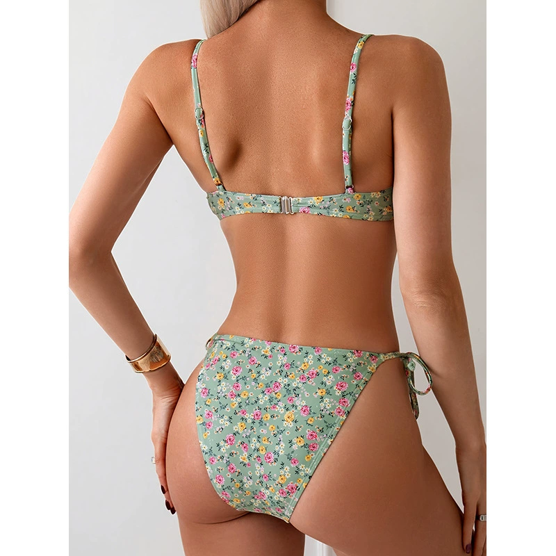 Two-Piece Bikini Set with Underwire Top and Tie-Side Bottoms