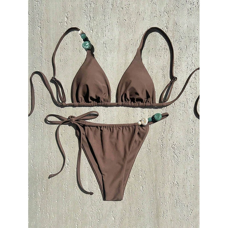 Beaded Triangle Bikini Set view 5