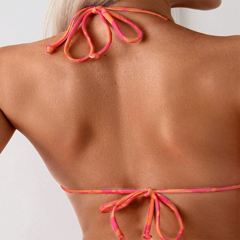 Triangle Cup Halter Bikini Set with Tie-Side Bottoms view 4