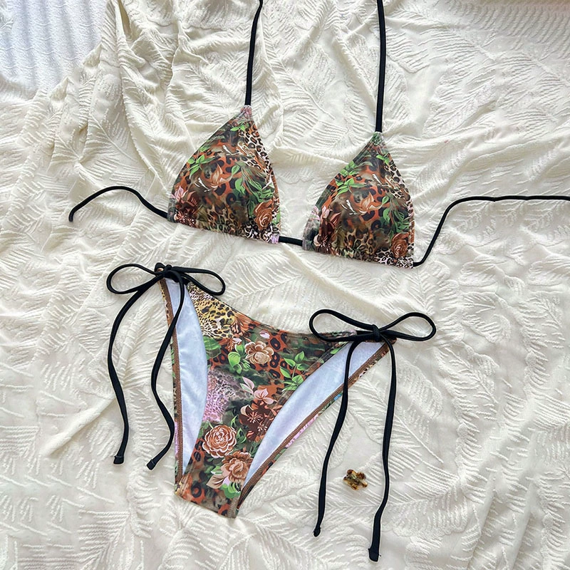 Women's Halter Triangle Bikini Set with Side Ties view 9
