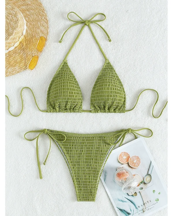 Two-Piece Bikini Set with Halter and Side Ties