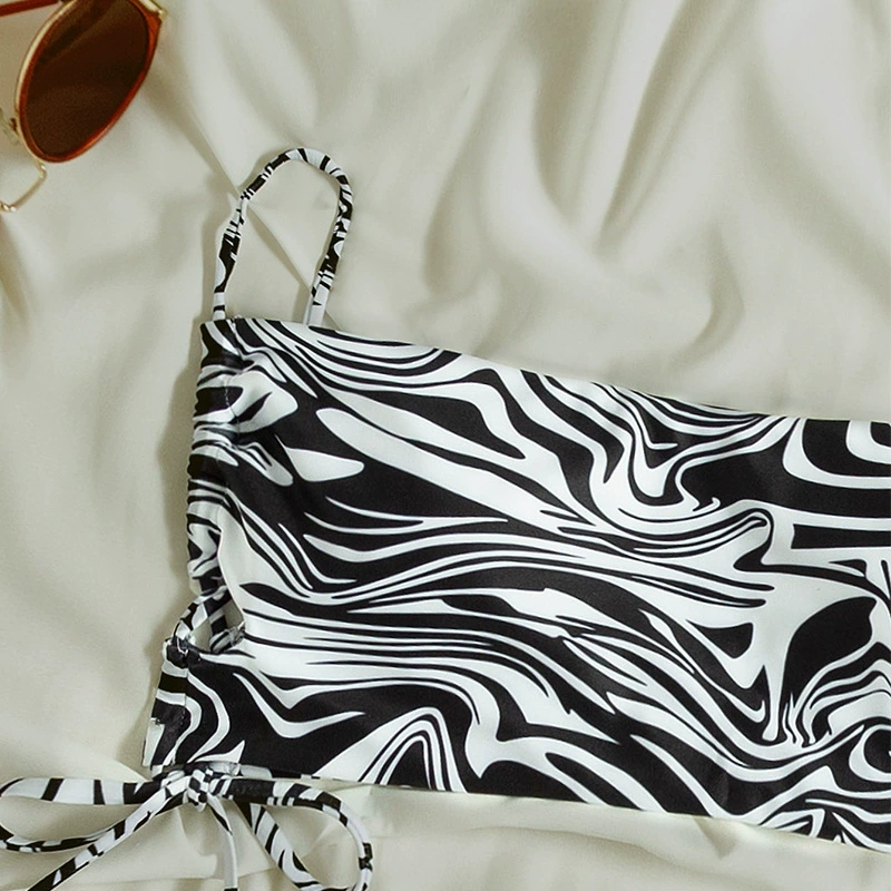 Two-Piece Bandeau Bikini Set with High-Waisted Side-Tie Bottoms view 4