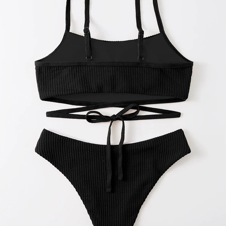 Two-Piece Bikini Set with Adjustable Straps and Waist Tie