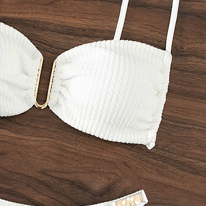Bandeau Two-Piece Bikini Set with Ring Detail and High-Cut Bottoms view 3