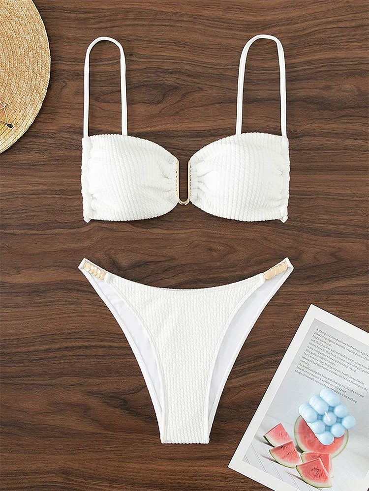 Bandeau Two-Piece Bikini Set with Ring Detail and High-Cut Bottoms view 7