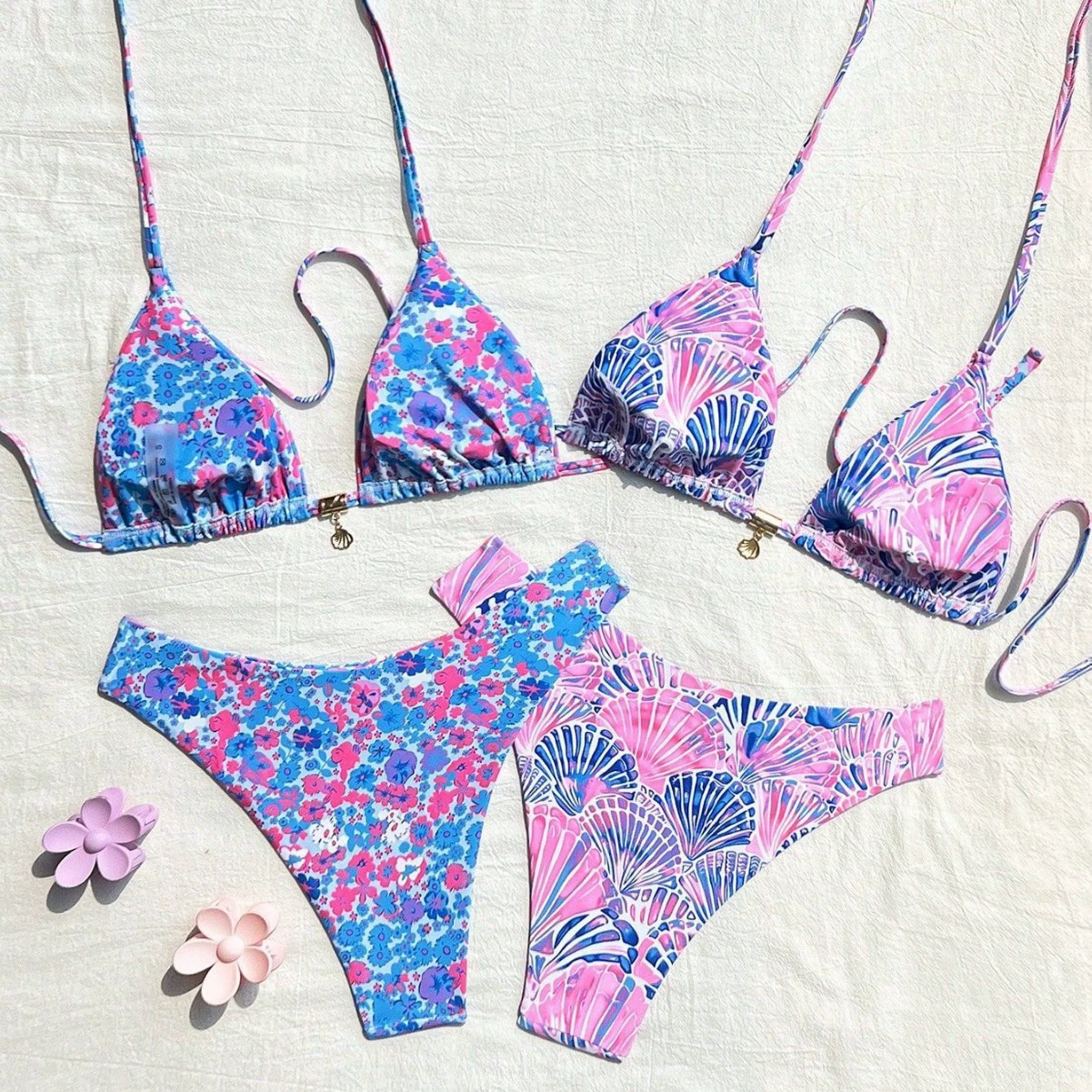 Halter Triangle Bikini Set with Front Clasp and Side-Tie Bottoms view 4