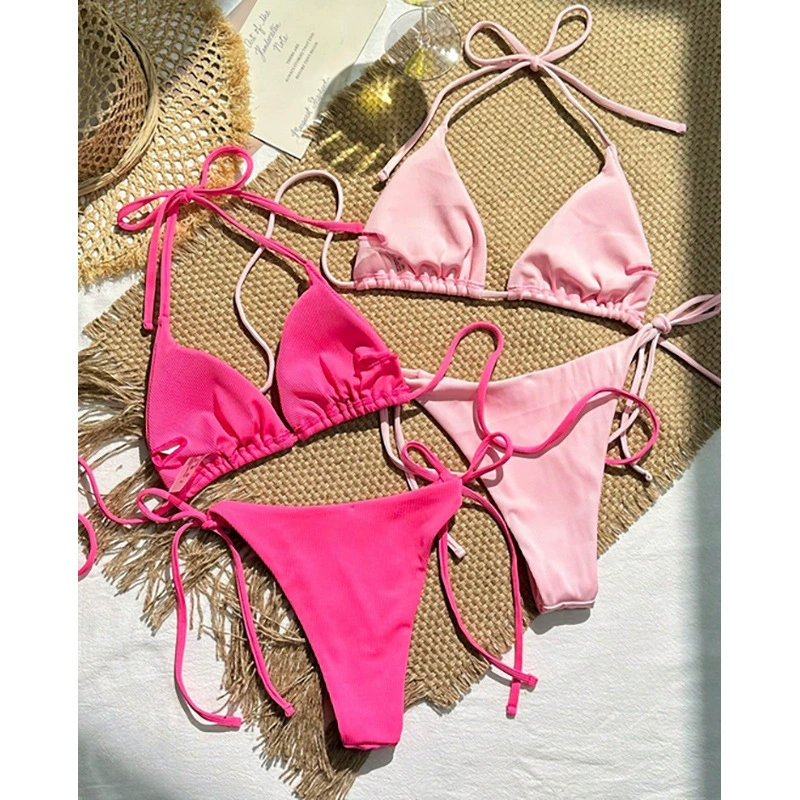 Two-Piece Triangle Bikini Set with Halter Neck and Side Ties view 3