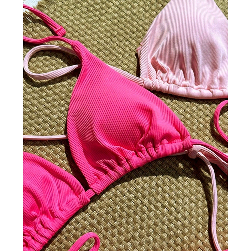 Two-Piece Triangle Bikini Set with Halter Neck and Side Ties view 4