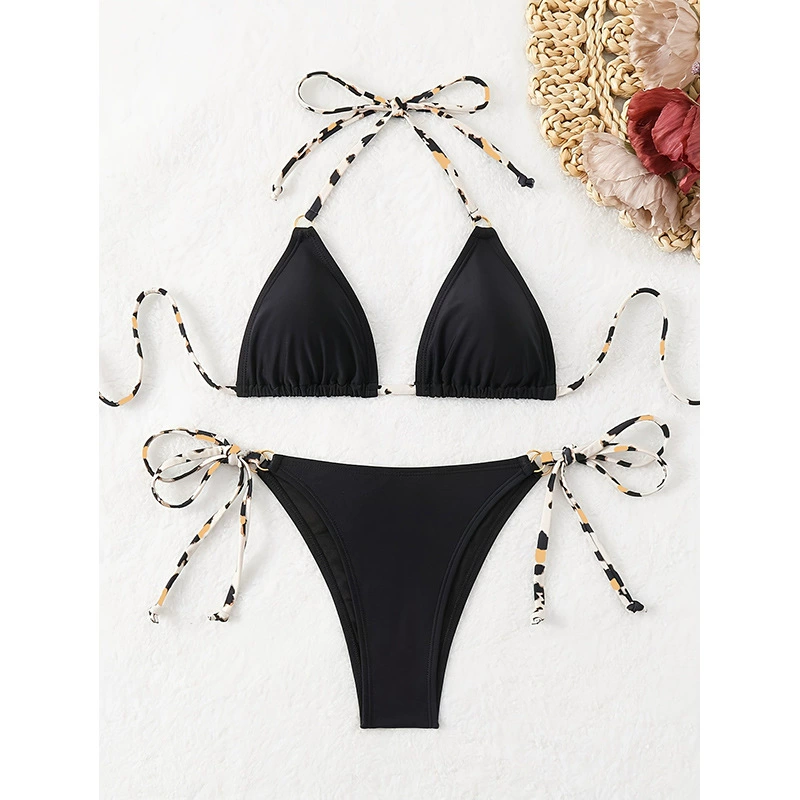 Two-Piece Triangle Bikini Set with Tie Sides