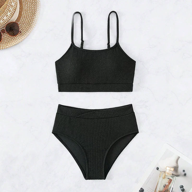 Two-Piece Bikini Set with Square Neck Top and High-Waist Bottom view 3