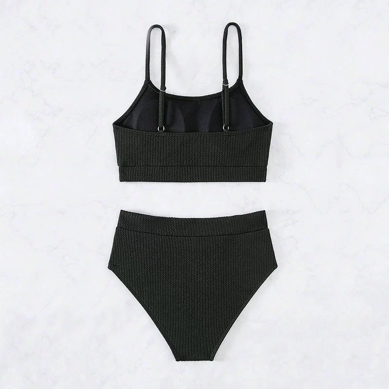 Two-Piece Bikini Set with Square Neck Top and High-Waist Bottom view 4