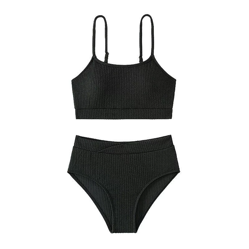 Two-Piece Bikini Set with Square Neck Top and High-Waist Bottom view 5