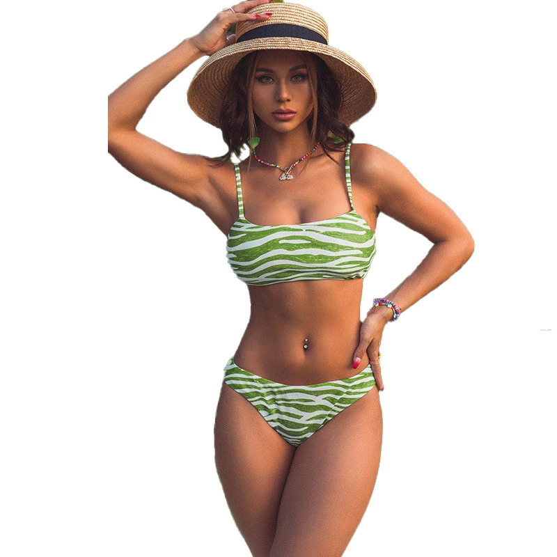Spaghetti Strap High Waist Bikini Set