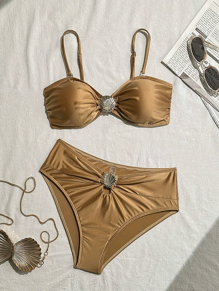 Two-Piece Bandeau Bikini Set with Shell Detail view 6