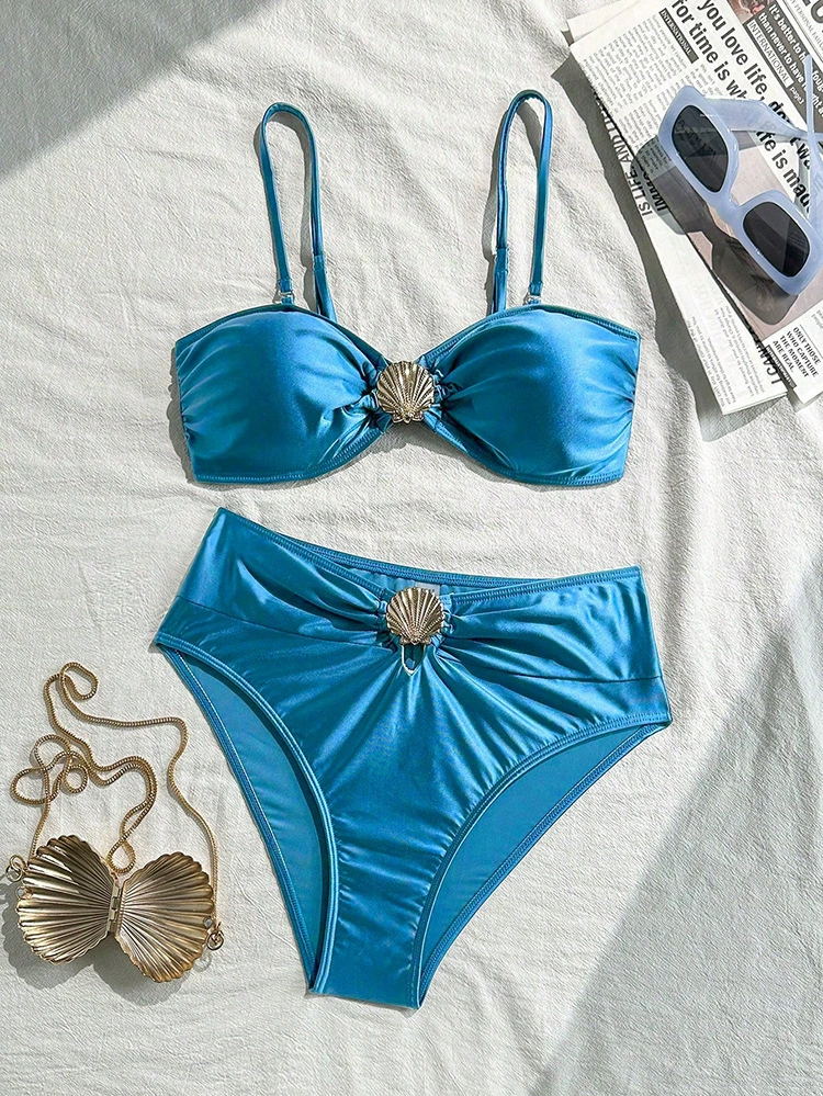 Two-Piece Bandeau Bikini Set with Shell Detail view 8