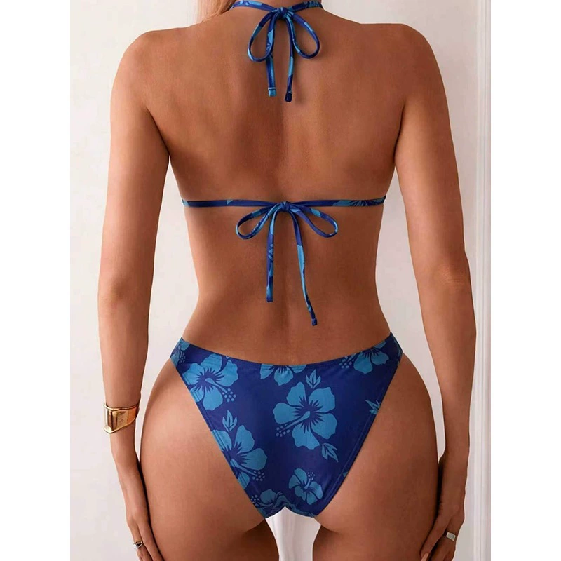 Halter Triangle Bikini Set with High-Cut Briefs